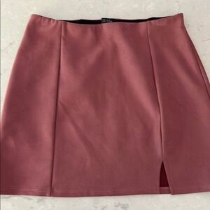 Pink Mini Pencil Skirt with Slit